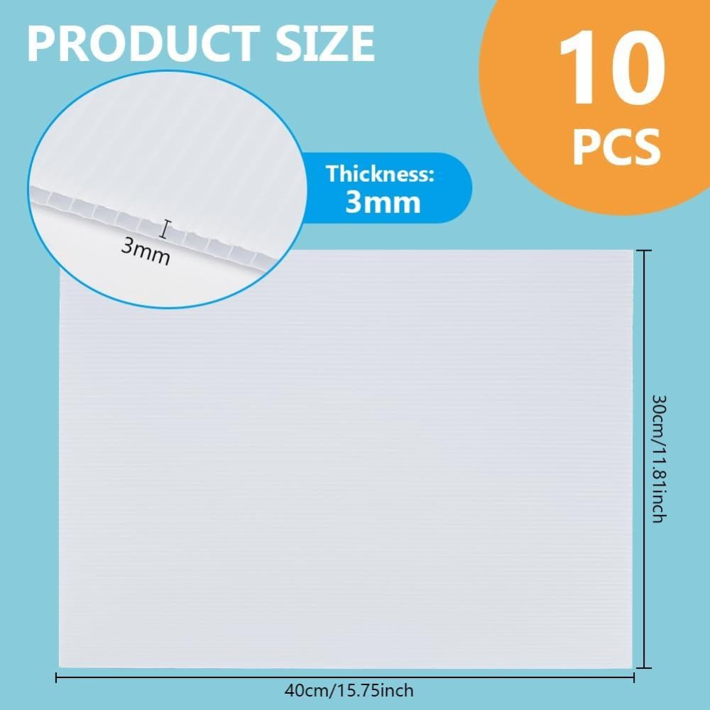 Yard Sign Blank - 10 Láminas de Plástico Corrugado Blanco
